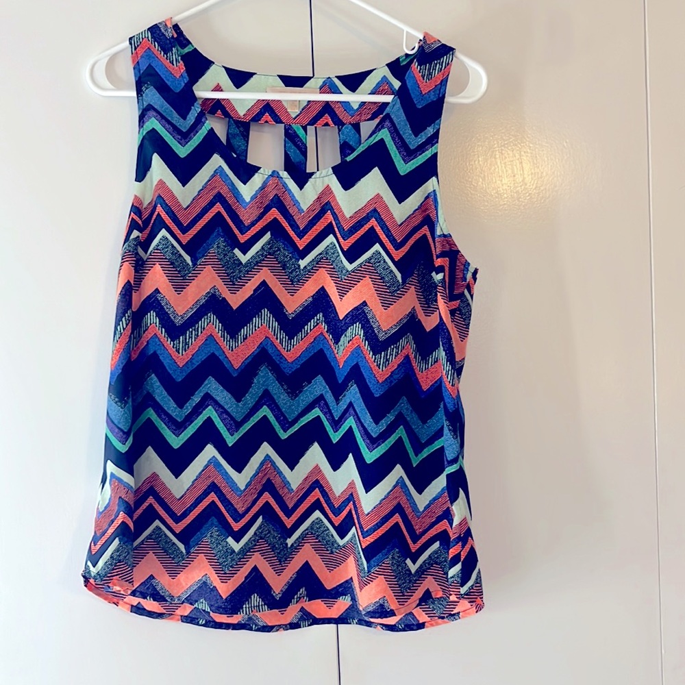 Skies are Blue Chevron Blouse/Tank